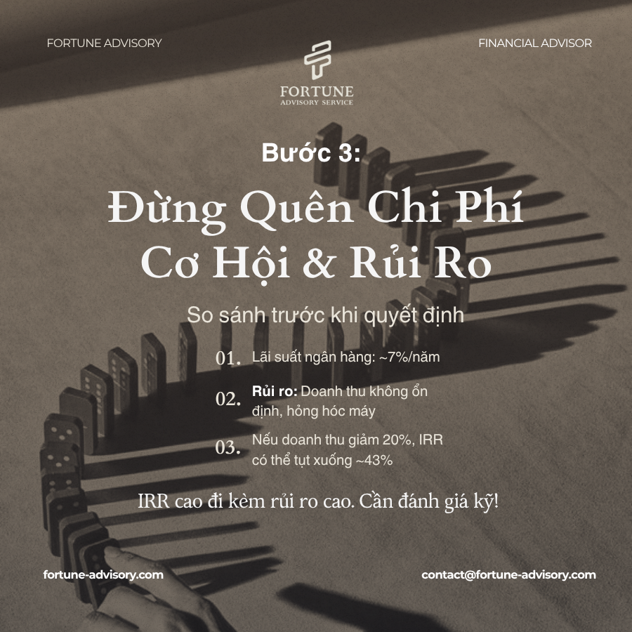 So sánh IRR với chi phí cơ hội và rủi ro